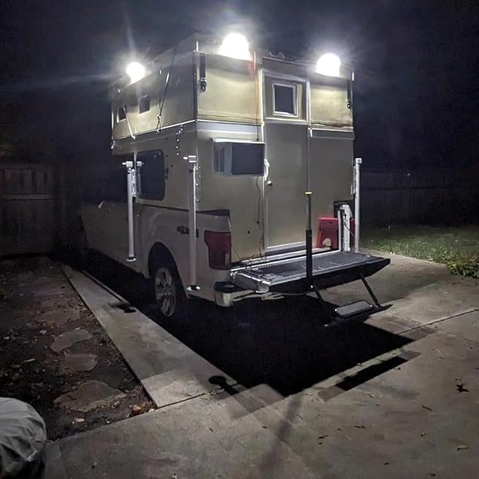 Raycharm 10" RV & Marine Boat LED Awning Porch Utility Light Fixture, 40° Down Angle Beam, 6000K Cool-White, 12V/24V DC, High Light-Output Low Ampere Draw, Waterproof White Finish, 2-Pack