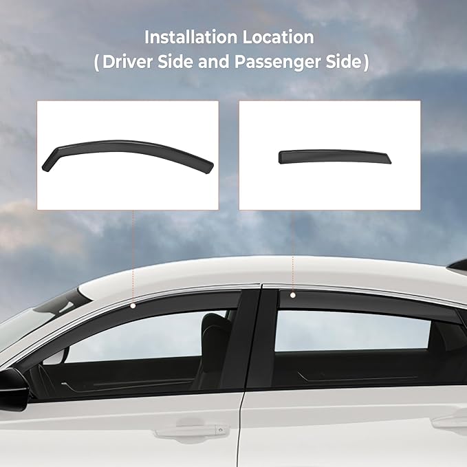 ACLONG in-Channel Rain Guards Compatible with Honda Accord 2018 2019 2020 2021 2022 2023, Black Window Deflectors Window Visor Side Shatterproof Sun Visor, 4-Pieces Set