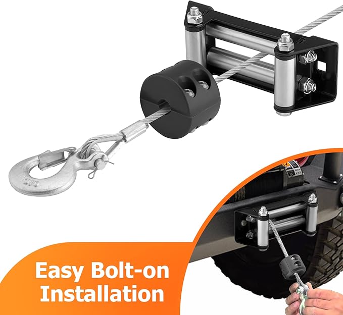 WeiSen 6" (152MM) Winch Roller Fairlead Cable Guide fit 4000-5500 LBS UTV Winches