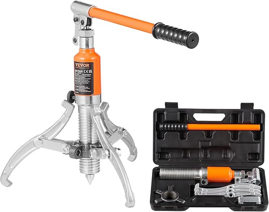 VEVOR Hydraulic Gear Puller, 5 Ton Max Capacity Wheel Bearing Pulling Separator, 2 or 3 Jaws Puller, Vertically and Horizontally, 8" Jaw Hydraulic Puller with Case for Pulling Hubs