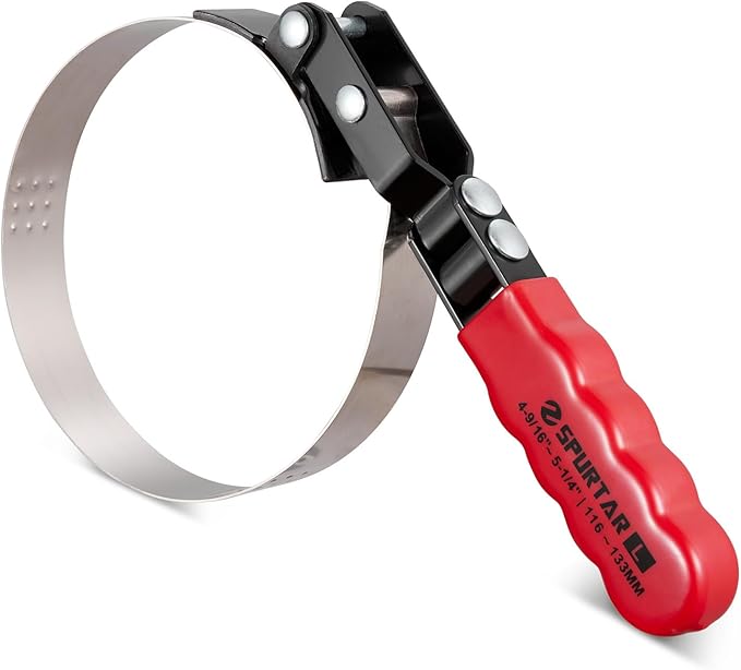 Spurtar Large Oil Filter Wrench, Swivel Oil Filter Removal Tool, Fits Filters 4-9/16" to 5-1/4" (116-133mm) for 4S Shop Auto Repair Mechanic DIY Generator Small Engine