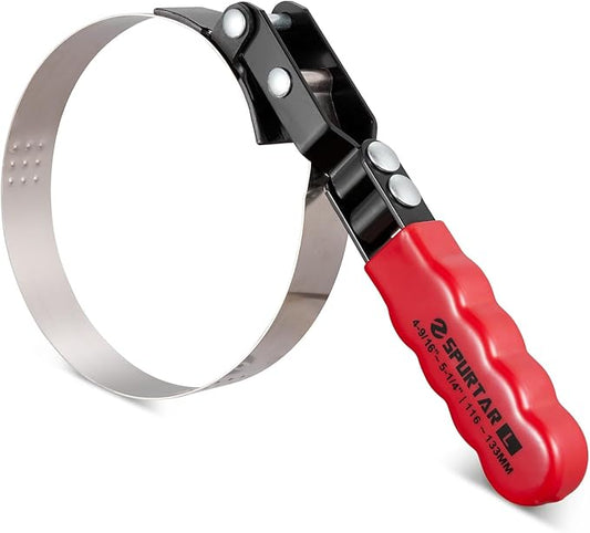 Spurtar Large Oil Filter Wrench, Swivel Oil Filter Removal Tool, Fits Filters 4-9/16" to 5-1/4" (116-133mm) for 4S Shop Auto Repair Mechanic DIY Generator Small Engine