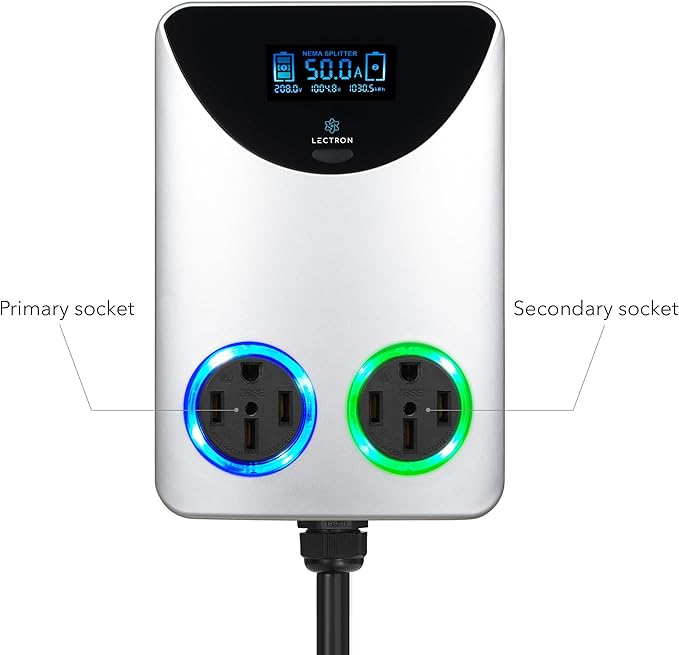 Lectron NEMA Socket Splitter for Level 2 EV Charger Installation - Power Your EV Charger and High-Powered Appliance from The Same Outlet (50 Amp NEMA 14-50 to NEMA.14-50 / NEMA, 14-50 Splitter)