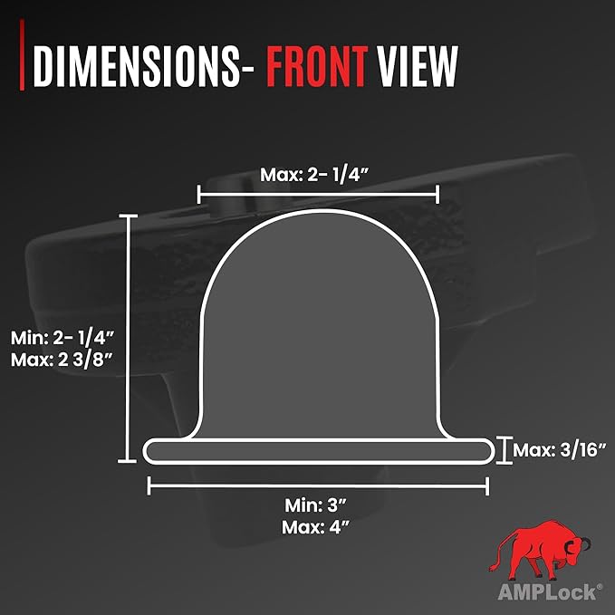 AMPLock U-TLS2 Heavy Duty Trailer Coupler Lock, 2'' RV & Boat Trailer, Anti-Theft Coupler with Flat Lip Design, Push-and-Lock System, 2-Inch Ball Hitch Locks, Trailer Hitch Locks with Keys