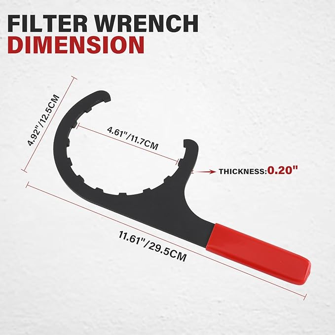 61060 Diesel Fuel Filter Wrench, compatible with Paccar Peterbilt and Diesels, Half-Moon Shaped Oil Filter Separator Tool Metal Filter Water Separator Wrench, 4.6 inch (Red)