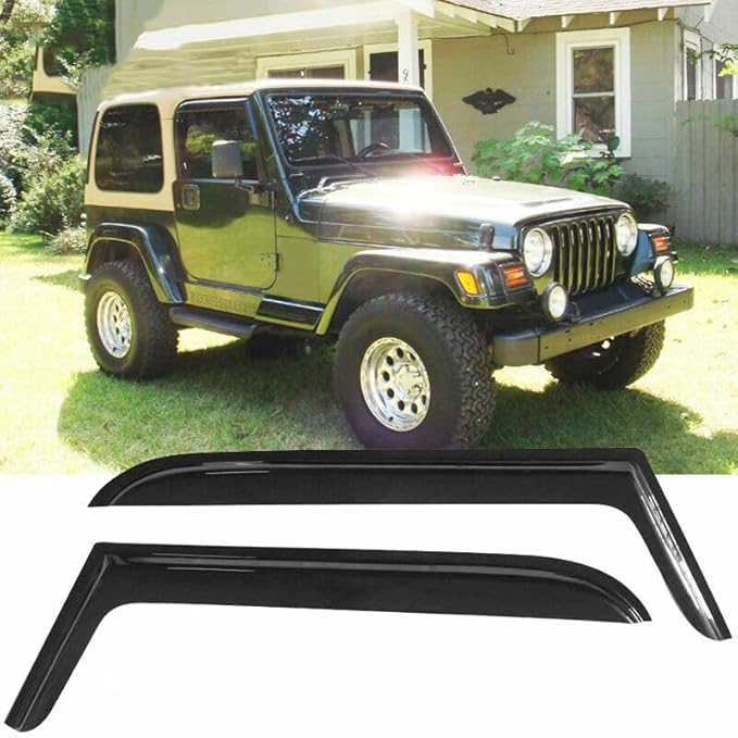 Original 2pcs Rain Guards Set, Outside Mount Window Deflectors, Good Looking Side Window Visors Compatible with 1997-2006 Jeep TJ 1997-2006 Jeep Wrangler |92054|