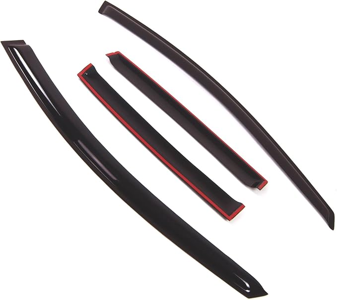 TuningPros Outside Mount Window Vent Visors Rain Guards Compatible with Nissan Versa 2007-2011 | Side Window Wind Deflectors Rain Shields | Smoke Tinted, 4 Pcs Set, DGWV-360