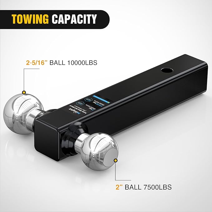 Nilight Trailer Hitch Ball Mount, 2 Inch, 2-5/16 Inch Balls, Fits 2 Inch Square Receiver, 10,000 lbs