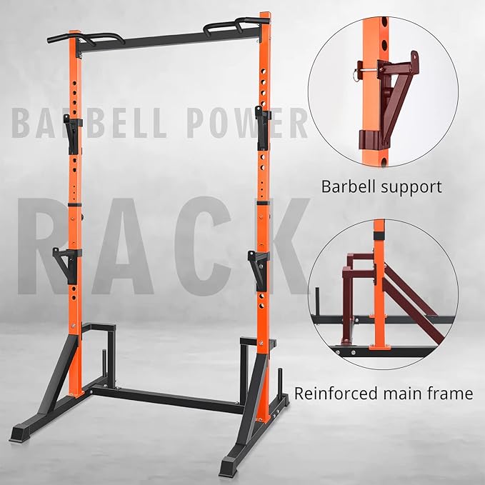 CANPA Multifunction Power Rack with Pull up Bar, Heavy Capacity and Adjustable Squat Stand Rack for Home Gym Equipment, Power Rack Cage