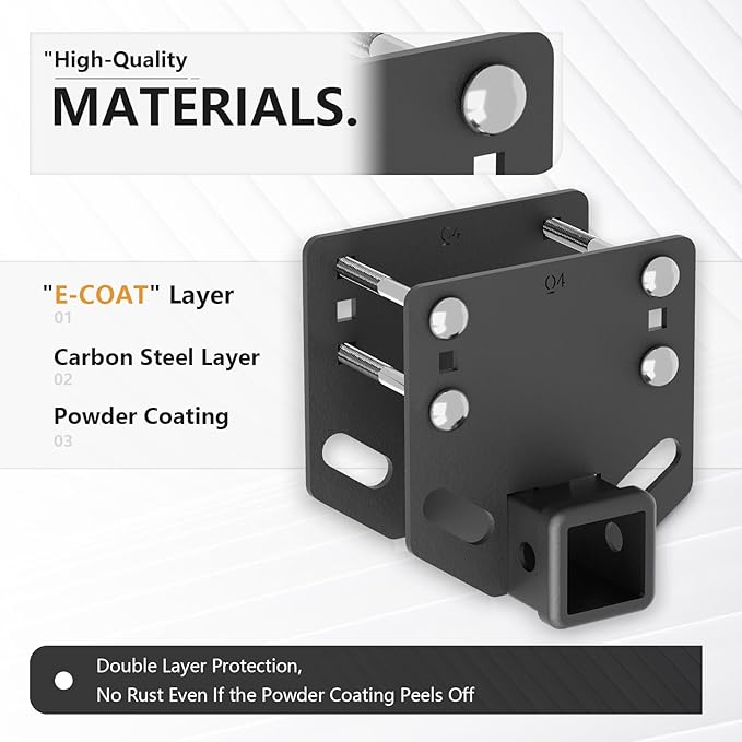 Tow Hitch 2 Inch, RV Bumper Hitch Trailer Receiver, Fits 2" to 4" Rear Beams, 3500 LBS Capacity Upgrade Towing Adapter Openning for Camper Cargo Carrier Bike Racks RV Tire Carrier Ball Mounts