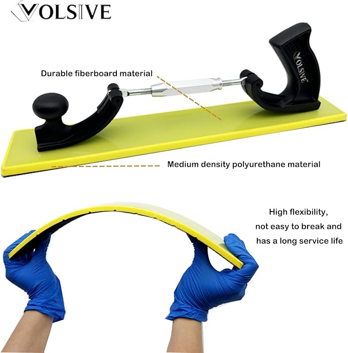 VOLSIVE Adjustable Sander Longboard Flexible Hand Sanding Blocks with Hook & Loop Backing Handle Sander, 7x42cm