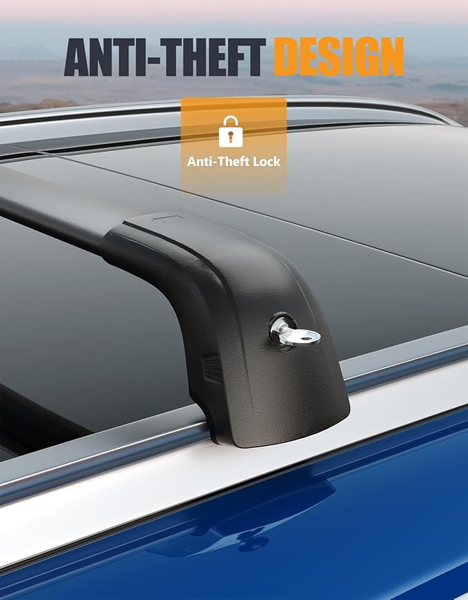 KINGGERI Roof Rack Cross Bars Compatible with 2019-2023 Hyundai Santa Fe & Santa Fe Hybrid, 220lbs Lockable Anti-Theft Aluminum Roof Rails Crossbars Cargo Carrier Bag Black