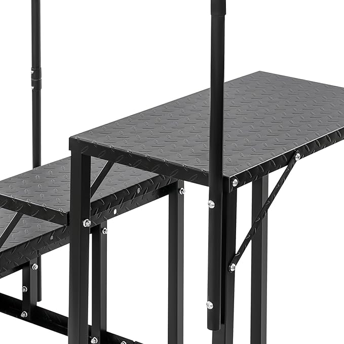 5-Step RV Steps with Handrail, Heavy Duty Carbon Steel Freestanding Outdoor Stairs for RV Camper Mobile Home Pool Hot Tub, Portable Staircase (5 Steps)