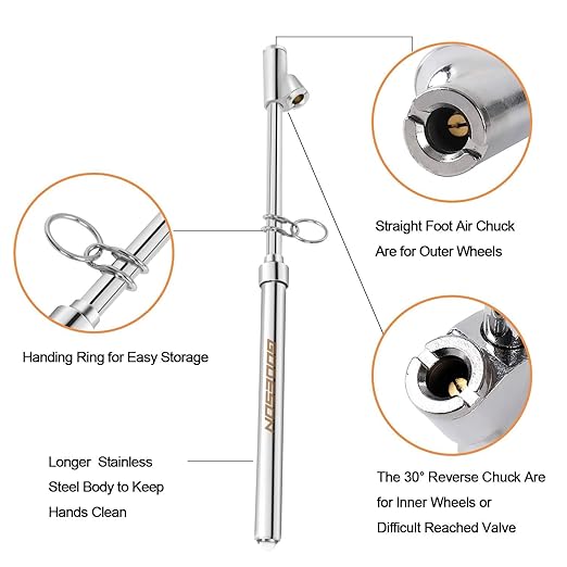 GODESON Dual Head Tire Pressure Gauge,Heavy Duty Pen Tire Gauge Range 10-150PSI; 1-10Bar. Dual Head Truck Air Pressure Gauge…