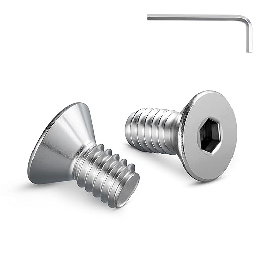 1/4-20 Bolt, 1/4-20 x 3/8 Inch Flat Socket Head Screws 50Pcs, 304 Stainless Steel 18-8 Countersunk Bolts, Full Thread, with Hex Spanner