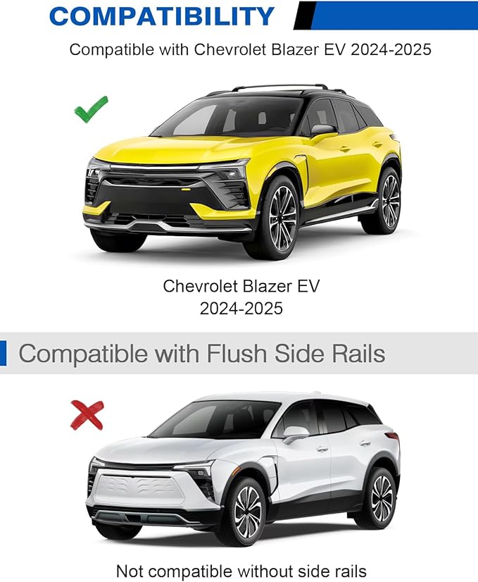 Roof Rack Cross Bars 220lbs Compatible with Chevy Chevrolet Blazer EV 2024 2025 2026,Heavy Duty All-Metal Aluminum Roof Rails Crossbars Cargo Canoe