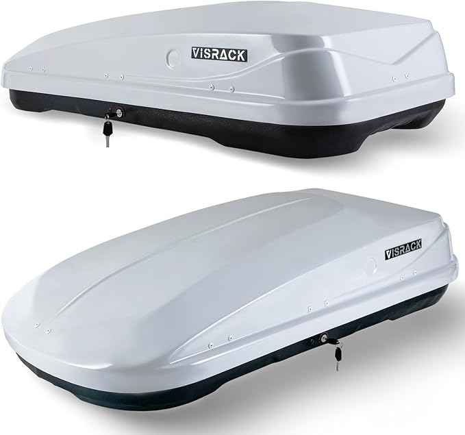 Hard Shell Roof Cargo Carrier with Security Keys, Roof Box, Cargo Box, 56 (L) x 30 (W) x 13.7(H) Inches, 13 Cubic Feet (Tool-Free Install), White
