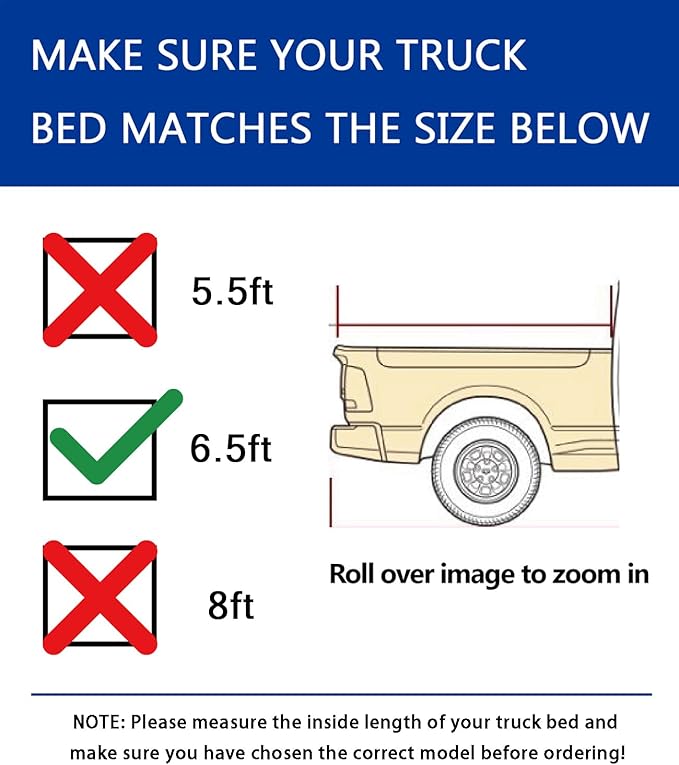 Soft Quad-Fold Truck Bed Tonneau Cover for 2004-2014 Ford F150; 05-08 Lincoln Mark LT 6.5ft / 78" Bed, Waterproof, Secure & No-Drill Installation