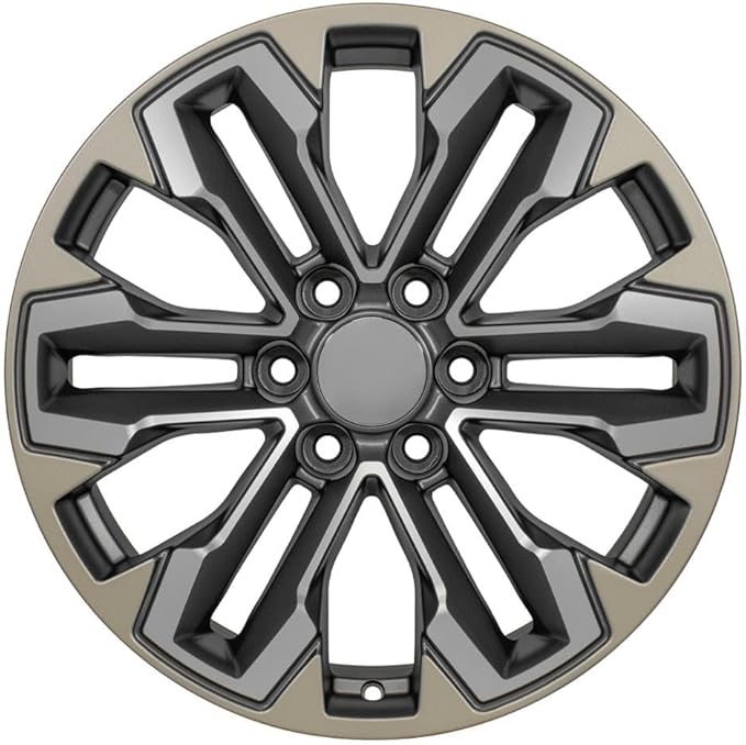 OE Wheels CV69 20 Inch Rims and Tires Fit Silverado 1500 Style 6x139.7 20x9 Satin Gunmetal Machined Face - Two Tone - Hollander 5905 - Eagle LS2 275/55-20 (Set of 4)