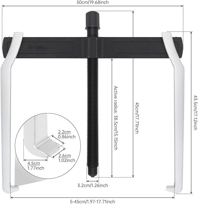 ChgImposs 20 Inch 2-Jaw Gear Puller, Heavy Duty CR-V Adjustable Reversible Bearing Puller Tool for External & Internal Removal of Pulleys, Flywheels, Bearings, Gears, Brake Drums