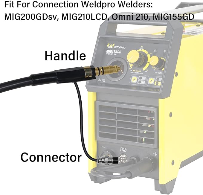 Weldpro 130A MIG Welding Gun Torch, 15 FT Cable Spool Gun Replacement for MIG210LCD, Omni 210, MIG155GD, Perfect for Aluminum Welding with 30% Duty Cycle Essential Welder Accessory