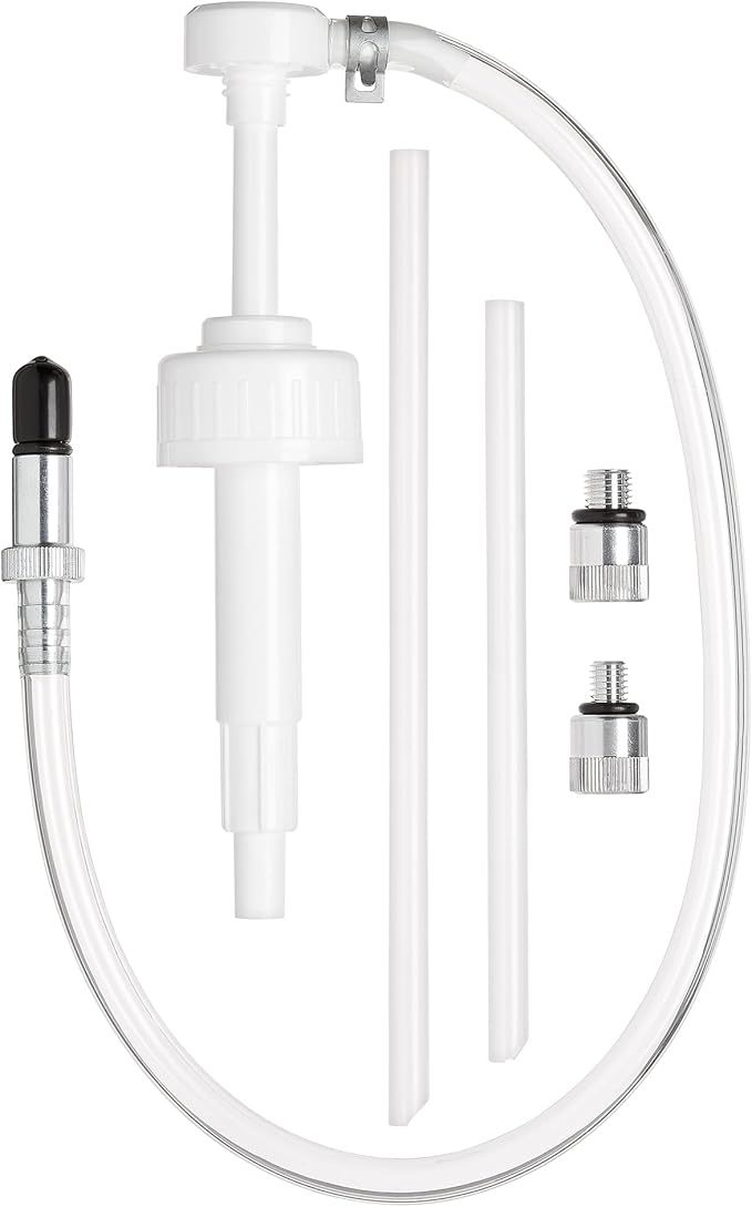 Slippery Pete - Lower Unit Gear Oil Pump for Wide-Mouth Quart Bottles, Includes 3/8 inch Metal Swivel, 8mm, 10mm Adapters Fits Most Marine Boat Outboard Motors NOT COMPATIBLE WITH VOLVO PENTA