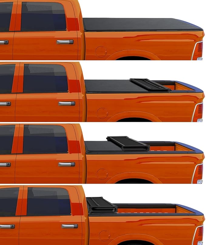 Kikito Vinyl Soft Quad-Fold Truck Bed Tonneau Cover for 2009-2025 Ram 1500 with 5.7ft (67.4in) Bed w/o Rambox