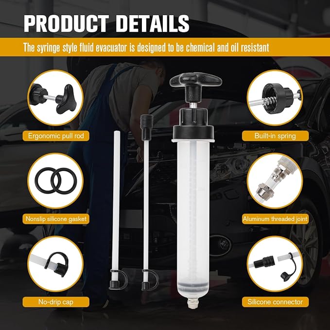 Fluid Extractor, Automotive Fluid Extractor Pump Manual Fuel Suction & Filler, Efficient Oil Extractor Pump for Fluid Extraction (7.7 fl Oz./0.24 Qt./230 CC)