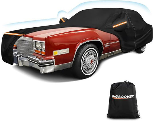 Car Cover for Cadillac Eldorado Biarritz/Brougham/Fleetwood/Convertible 1979-1985 1992-2002, Waterproof 210D Oxford Cloth and Cotton Cover Outdoor Car Cover Windproof Heavy Duty All Weather