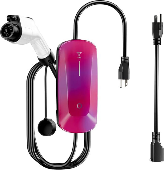 2025 New Level 1 & 2 EV Charger (16Amp, 110V-240V, 23Ft Cable) Portable AI Fast Charger Equipment, Charging for J1772 Electric Vehicle, Hybrids, Model with A NEMA 6-20P Mobile Car(NOT for Tesla)