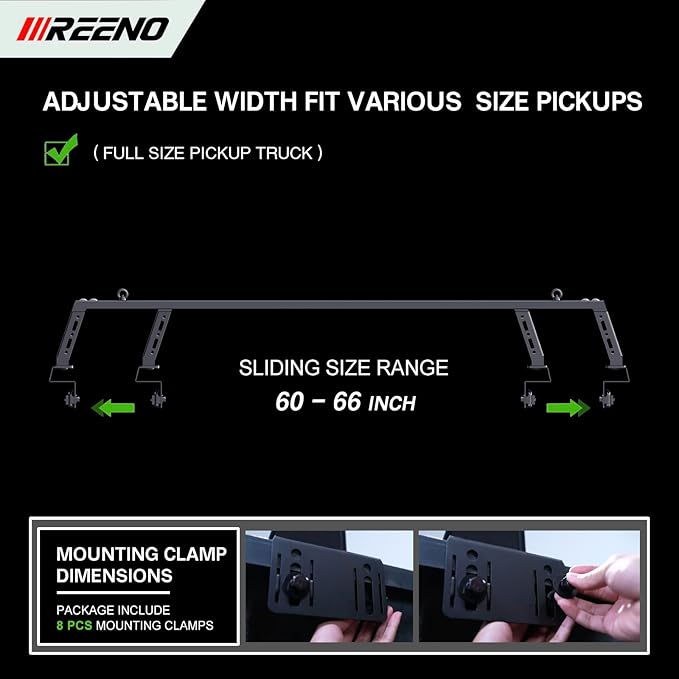 Overland Bed Rack/Bar for Full-Size Trucks/Overland Bed Rack Compatible with Retractable Hard Tonneau Cover, Soft Cover/No Drilling