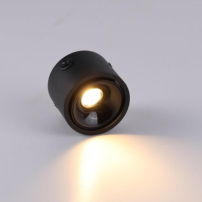 2-Pack RV LED Spot & Reading Light - Matt Black 12V Wall Fixture, 3000K Warm White Interior Light for Motorhome Camper Bedroom