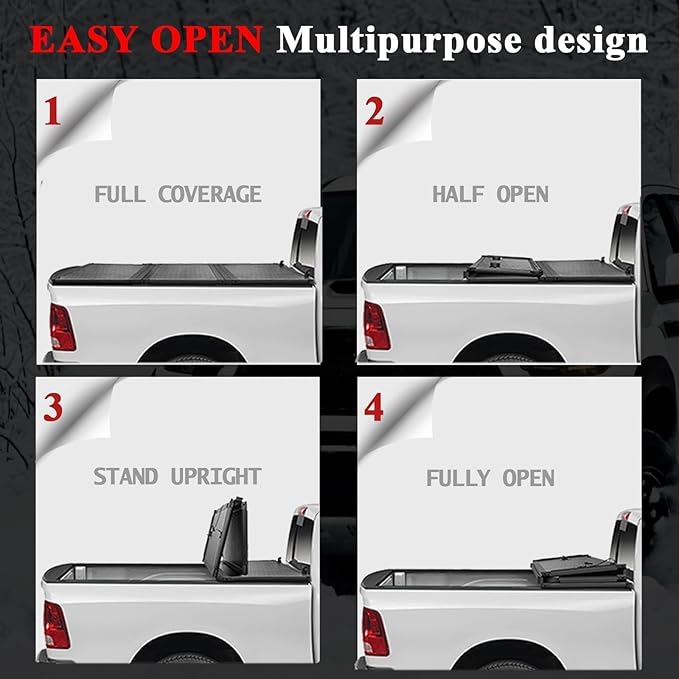 Hard Tri-fold Truck Bed Tonneau Cover Fits 6.5 FT for 2014-2018 Silverado/GMC Sierra 1500, 2015-2019 2500 HD 3500 HD 6.5 FT (79") Bed Black