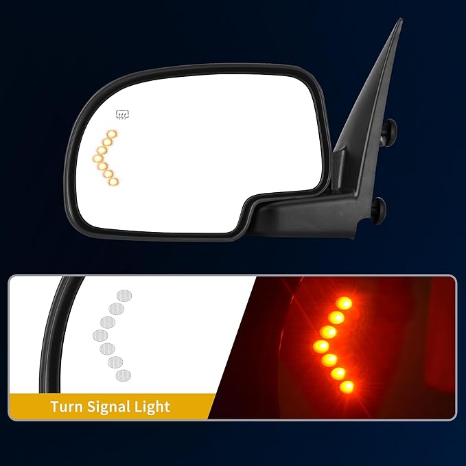 DWVO Towing Mirrors Compatible with 2003 2004 2005 2006 Chevy Silverado GMC Sierra Series Pickup, Tow Mirrors Pair with Manual Folding Power Adjustable Heated Set