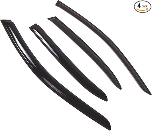 TuningPros Outside Mount Window Vent Visors Rain Guards Compatible with Mercedes E350 E550 2010-2014 | Side Window Wind Deflectors Rain Shields | Smoke Tinted, 4 Pcs Set, DGWV-720