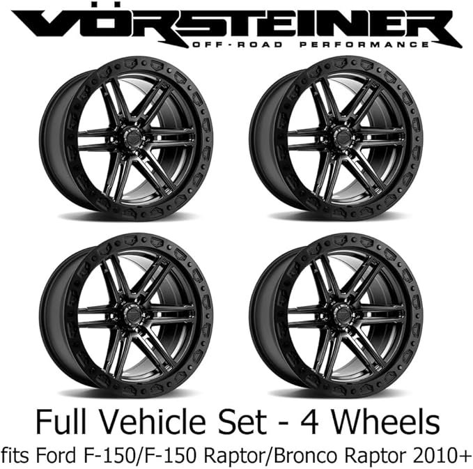 Vorsteiner Offroad VR-602BL 17x9 Coal Black Truck Wheel Set fits Ford F-150/F-150 Raptor/Bronco Raptor 2010+ (4 Wheels Included)
