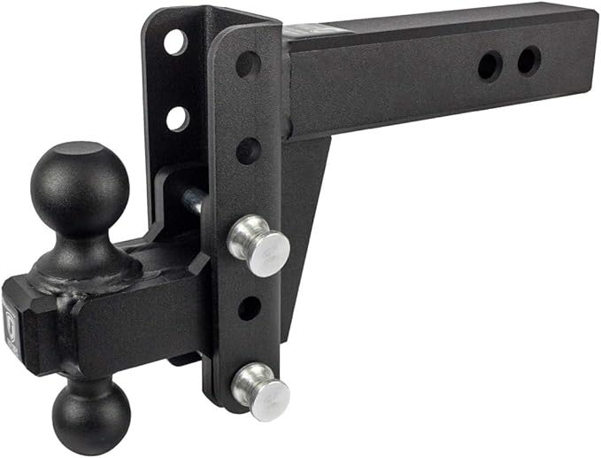 BulletProof Hitches - 2.5" Adjustable Extreme Duty Trailer Hitch (36,000 lb. Rating) - 4" Drop/Rise with 2" and 2 5/16" Dual Ball - Powder Coat, Solid Steel, Corrosion-Resistant