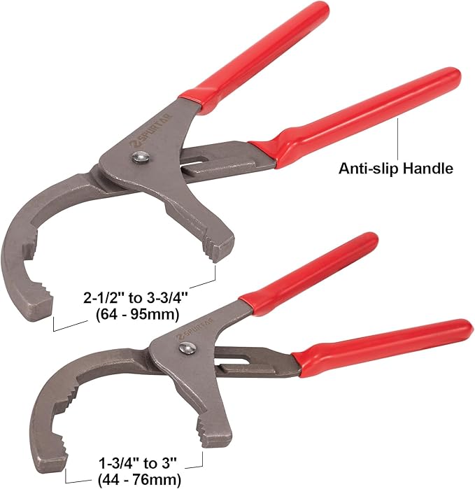 Spurtar Swivel Oil Filter Wrench Set of 7, Adjustable Wrench 2-3/4" to 5-1/4" (70-133mm), 9" & 12" Universal Oil Filter Pliers, 3-Jaw Oil Filter Removal Tool for 4S Shop Auto Repair Mechanic DIY