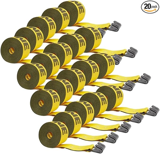 Mytee Products (20 Pack) Kinedyne (423021) 4" x 30' Winch Strap with Flat Hook - Gold