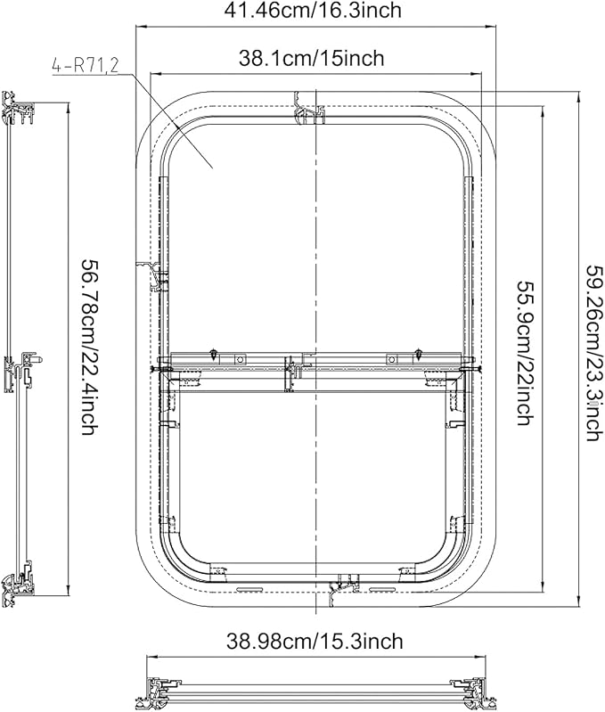 2 Pack 15" W x 22" H RV Window Vertical Sliding, DOT Certified - Shatterproof Tempered Tinted Glass, with Net Screen and Trim Ring, Teardrop Replacement Trailer Camper Window