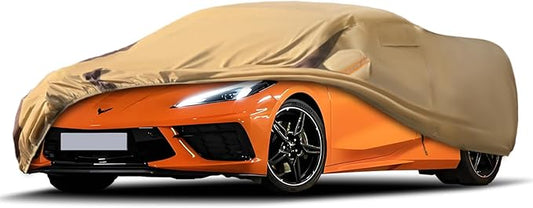 Corvette Car Cover Waterproof All Weather Compatible with Chevy Corvette C4 C5 C6 C7 C8, Outdoor Anti-UV Sun Rain Protection Full Exterior Cover