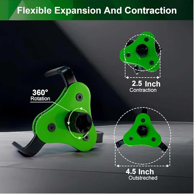 Universal Heavy Duty Oil Filter Wrench - Adjustable 3 Jaw Grip (2.5" to 4.5") for Car, Truck, SUV, Motorcycle, Carbon Steel Oil Filter Removal Tool