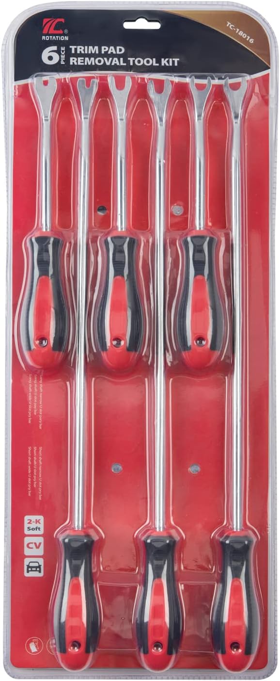 ROTATION 6-Piece Heavy Duty Car Vehicle Trim Clip Removal Set Door Upholstery Remover Chrome Car Door Panel