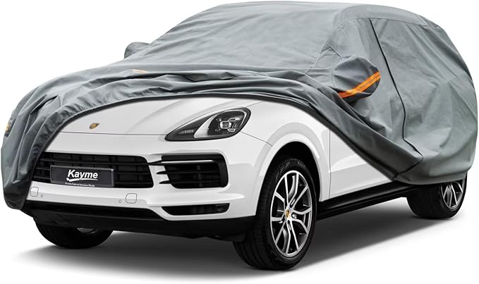 Kayme Heavy Duty Car Cover Custom Fit Porsche Cayenne, Waterproof All Weather for Automobiles, Full Exterior Covers Rain Sun UV Protection.