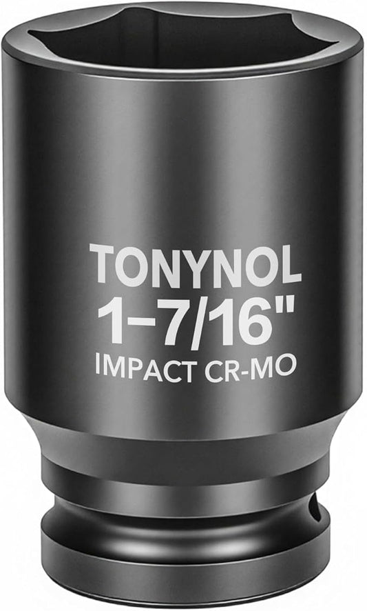3/4" Inch Drive Deep Impact Socket,6-Point,SAE 1-7/16",80mmL,CR-MO,Heavy-Duty Automotive & Industrial Repair