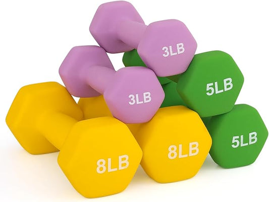 MADOG Dumbbell Set, Anti-Slip Neoprene Coated Hexagon Hand Weights for Home Gym Equipment Workouts Strength Training