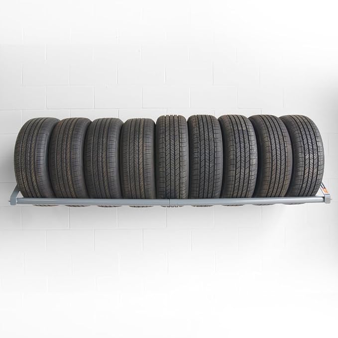 Martins Industries Wall-Mount Tire Rack – Heavy-Duty Steel Storage for 8 Tires | 500 lb Capacity | Fits Up to 34" OD | Adjustable Crossbar | SUV & Light Truck Tire Holder