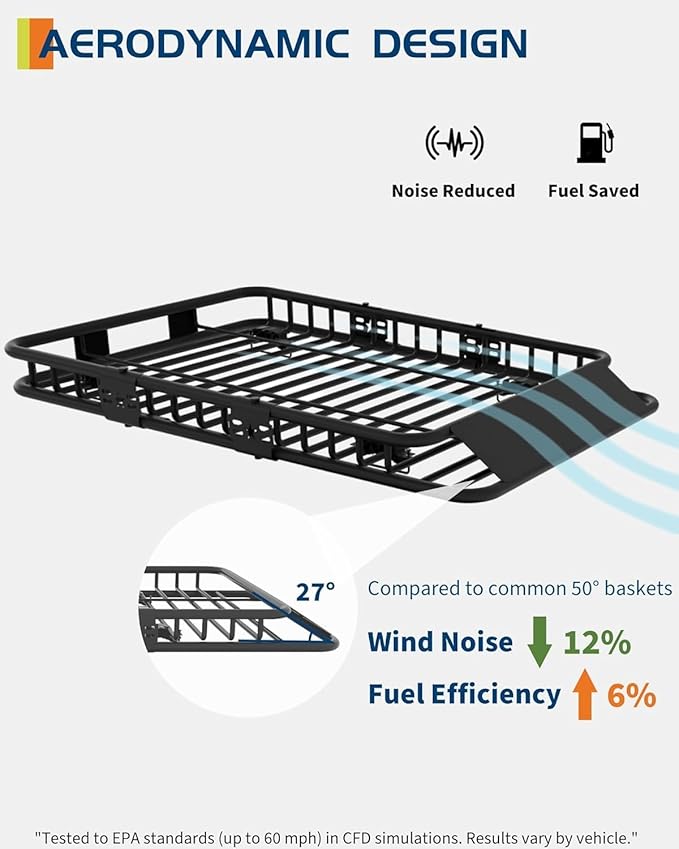 Garvee 51 in x 36 in Universal Roof Rack Basket, 200 LBS Capacity Luggage Rack, Heavy Duty Rooftop Cargo Carrier, Car Top Luggage Holder Basket Heavy Duty for SUVs, Trucks, Vehicles