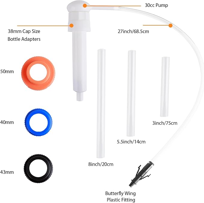 Automotive Fluid Transfer Hand Pump, 30cc Capacity for Gallon Bottles, Oil and Antifreeze Transfer, Wide Mouth Quart Bottles