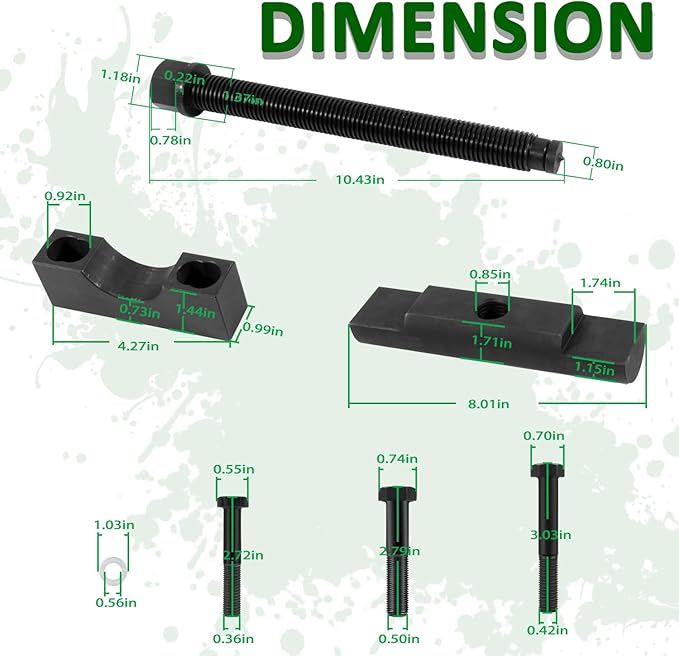 Bonbo 10803 Heavy-Duty Yoke Puller Kit Semi Truck Yoke Remover Tool Kit, Use for Commercial Trucks, Works for Class 6-8 Trucks and Equipment 29PCS, Use with 1 inch Impact Tool